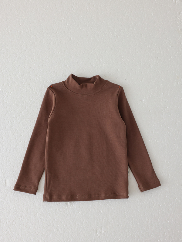 Bērnu kokvilnas maisījuma apakšējā virsdrēbe ar garām piedurknēm, vidēja kakla, vienkrāsaina, 3-8 gadi