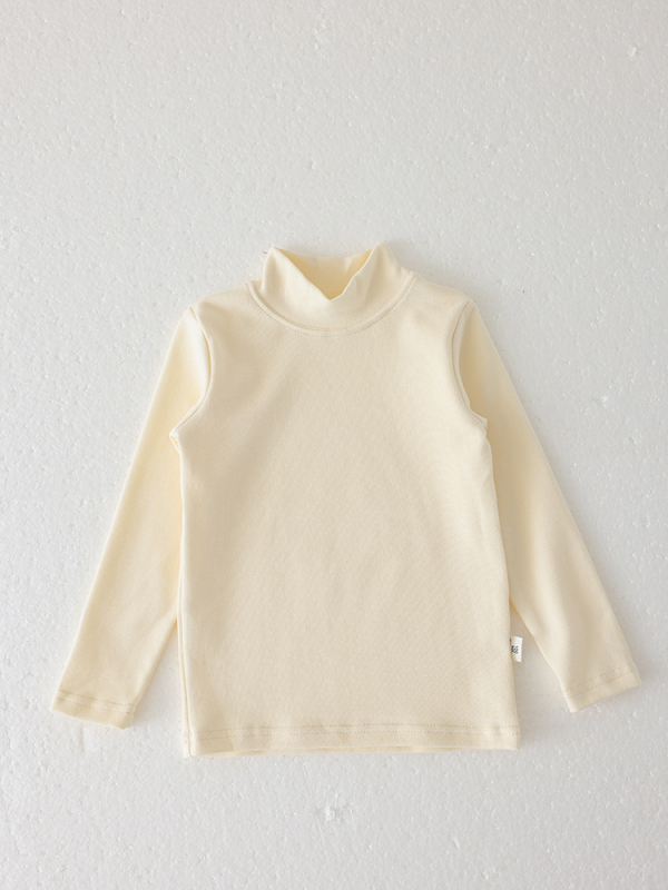 Bērnu kokvilnas maisījuma apakšējā virsdrēbe ar garām piedurknēm, vidēja kakla, vienkrāsaina, 3-8 gadi