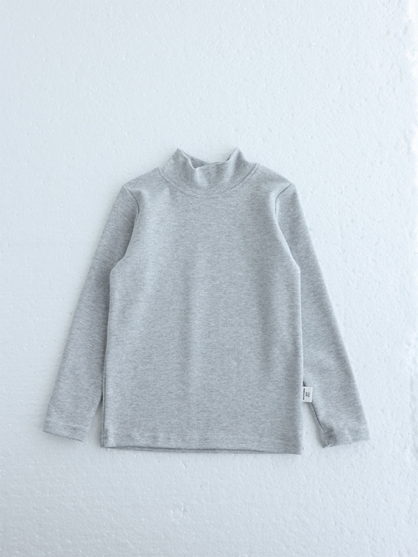 Bērnu kokvilnas maisījuma apakšējā virsdrēbe ar garām piedurknēm, vidēja kakla, vienkrāsaina, 3-8 gadi