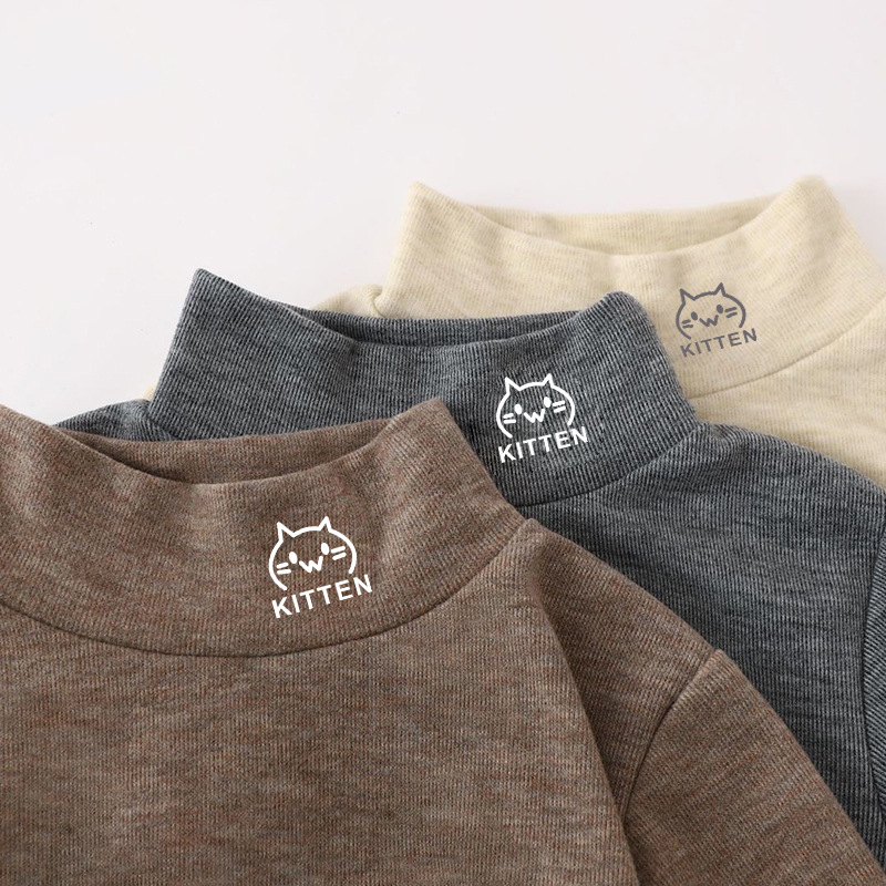 Bērnu poliestera tops ar karikatūru druku, minimālisks stils, ziemas sezona, garas piedurknes, 91–95% poliestera