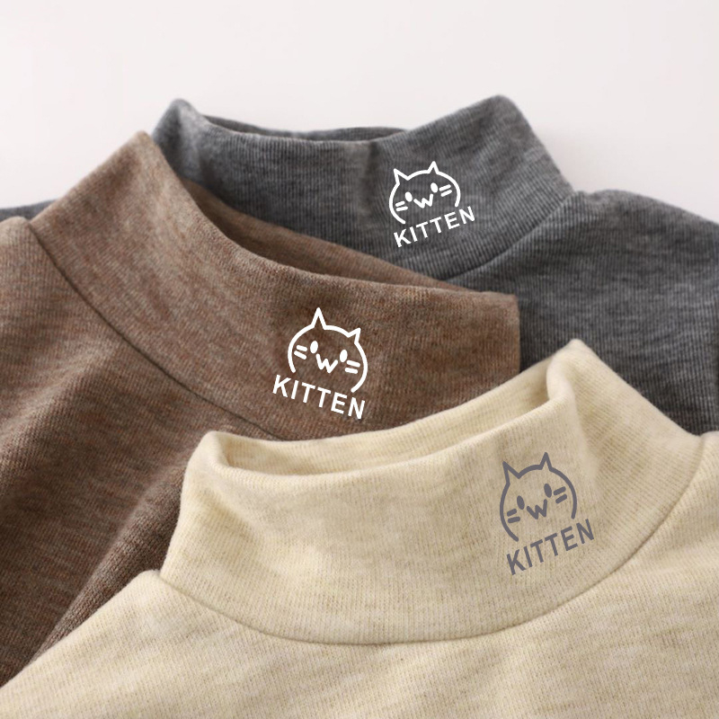 Bērnu poliestera tops ar karikatūru druku, minimālisks stils, ziemas sezona, garas piedurknes, 91–95% poliestera