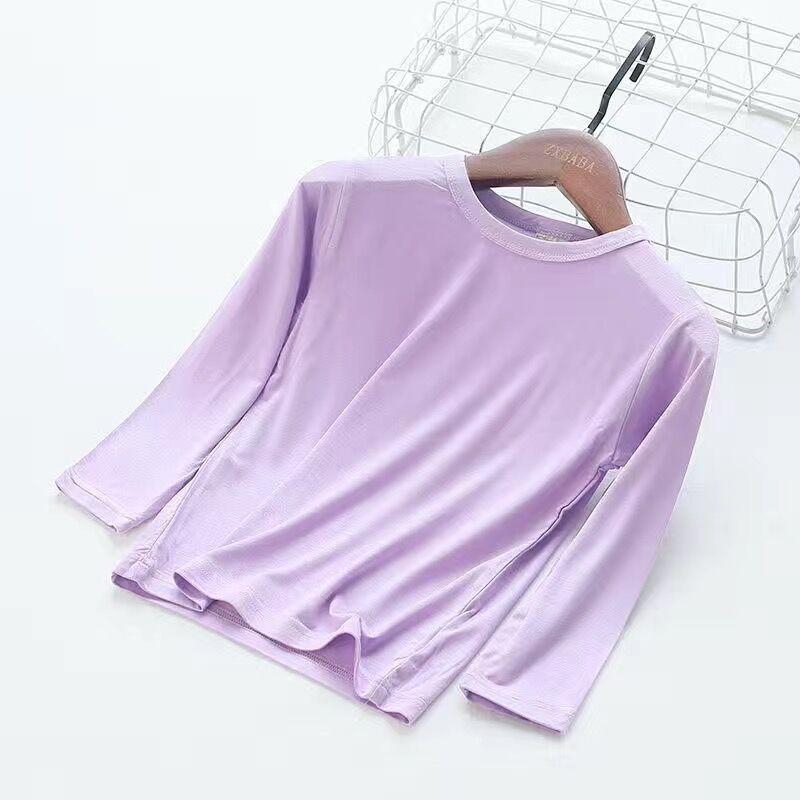 Bērnu garās piedurknes bases tops no modal (90%), vienkrāsains, universāls, pavasarim un rudenim