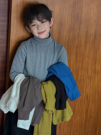 Bērnu garās piedurknes iekšējā T-krekls ar flisu oderi, korejiešu stilā, viskozes audums ar maigām apstrādēm, ziema 2025, zīmols S Planet