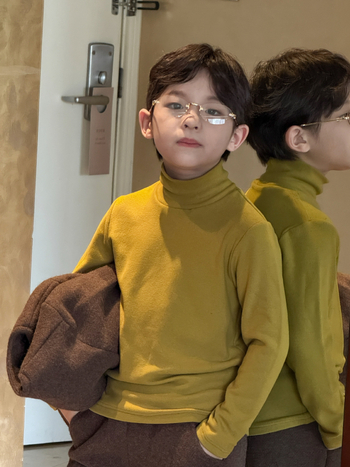 Bērnu garās piedurknes iekšējā T-krekls ar flisu oderi, korejiešu stilā, viskozes audums ar maigām apstrādēm, ziema 2025, zīmols S Planet