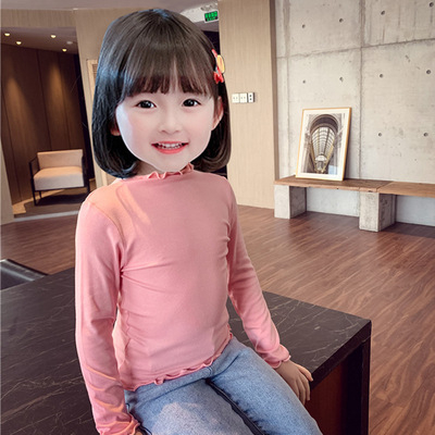 Meitenēm garām piedurknēm tops korejiešu stilā ar mežģīnēm, Modal 90%, vecums 3–8 gadi