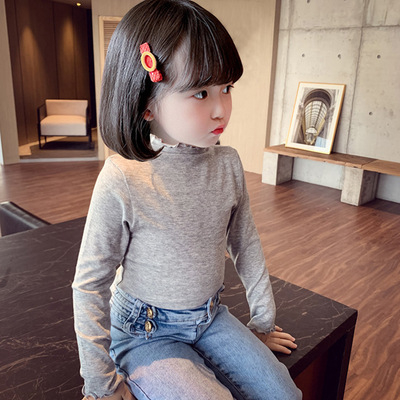 Meitenēm garām piedurknēm tops korejiešu stilā ar mežģīnēm, Modal 90%, vecums 3–8 gadi