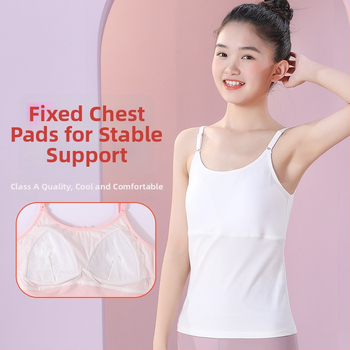 Dvivėjinė treniravimo liemenėlė mergaitėms, ilgas kirpimas, apvalus kaklas, modalinis audinys,Modal sudėtis 45,5%, amžius 12–14