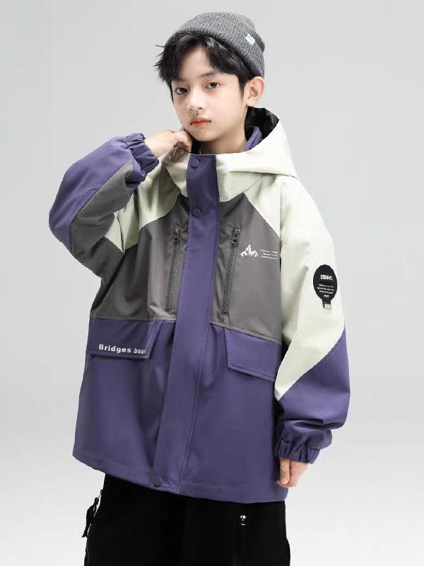 Bērnu 3-in-1 ārējā slēpošanas jaka, ūdensnecaurlaidīga 1500 mm, pretvēja, kapuce, noņemama poliesteru odere