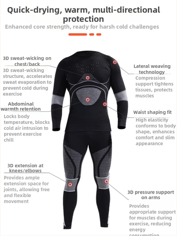 Unisex ziemas ātri žūstošs sporta komplekts — neilona audums, mitrumu vadība, saglabā siltumu