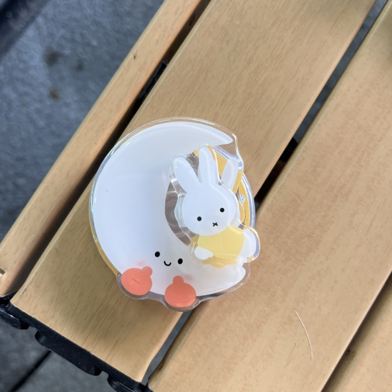 Magnetiline telefonihoidik laiendatava disainiga, MagSafe-ühilduv, akrülist konstruktsioon, karikatuurne jänese stiil