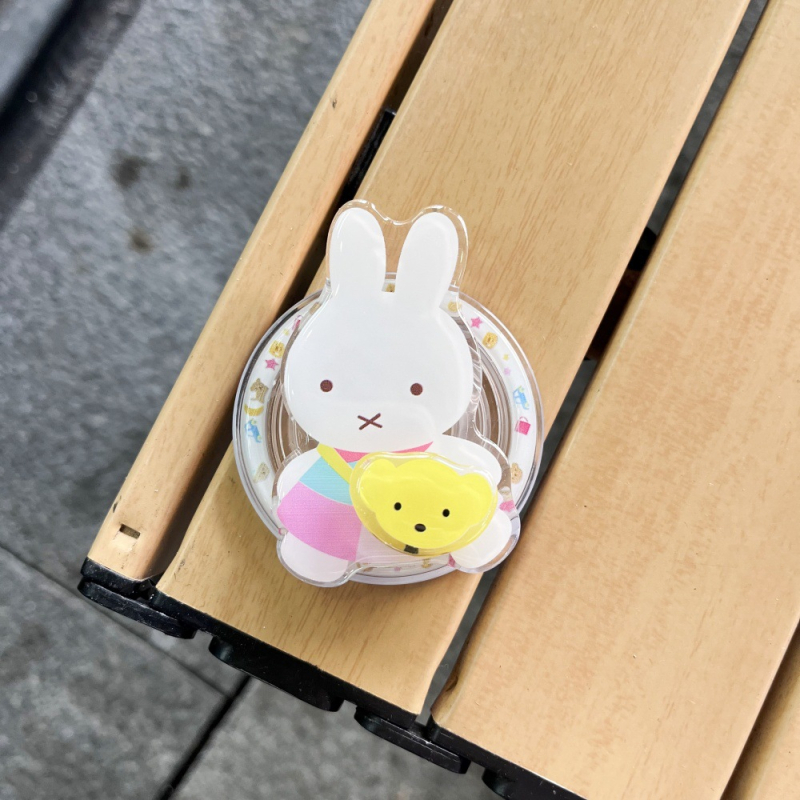 Magnetiline telefonihoidik laiendatava disainiga, MagSafe-ühilduv, akrülist konstruktsioon, karikatuurne jänese stiil