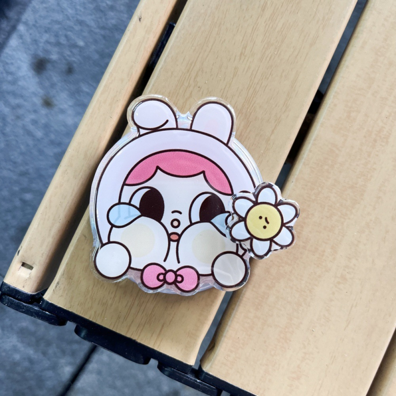 Magnetiline telefonihoidik laiendatava disainiga, MagSafe-ühilduv, akrülist konstruktsioon, karikatuurne jänese stiil