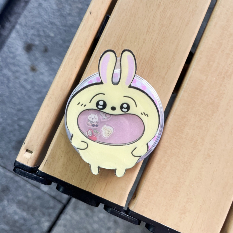 Magnetiline telefonihoidik laiendatava disainiga, MagSafe-ühilduv, akrülist konstruktsioon, karikatuurne jänese stiil