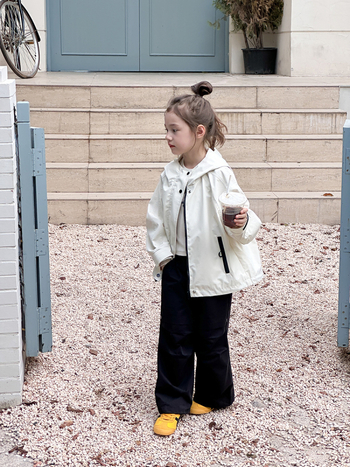 Unisex bērnu jaka - ūdensizturīga un pretvēja, ar kapuci, rāvējslēdzēja aizdare, Korejas stila casual (īsā garuma)