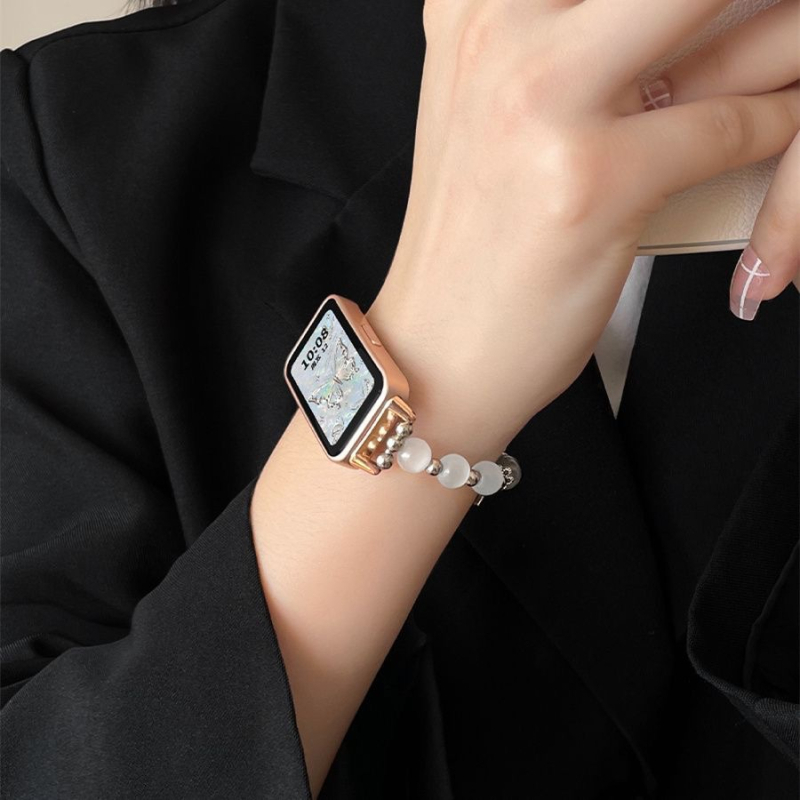 Pulksteņa rokassprādze ar tauriņa motīvu no stikla pērļu pērlītēm Huawei Watch Fit 32 (98NFC), sievietēm