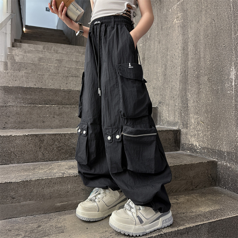 Meiteņu vasaras divdaļīgs komplekts: bez piedurknēm veste un cargo-harem bikses, 70% kokvilna, uzraksts ar burtiem, korejiešu stils