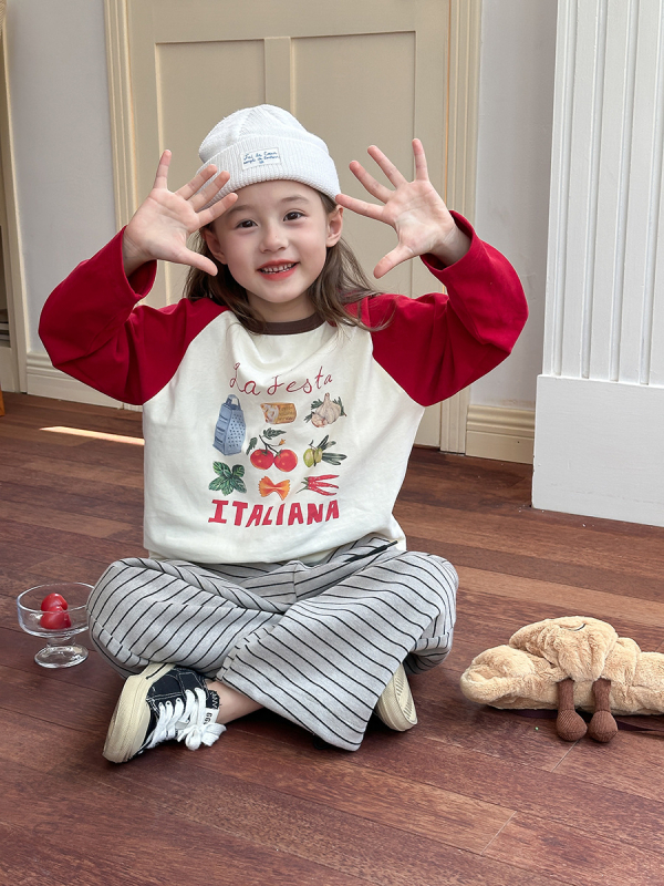 Dječji dugačkih rukava T-shirt s raglanskim rukavima, okrugli ovratnik, 100% pamuk, jesensko nošenje