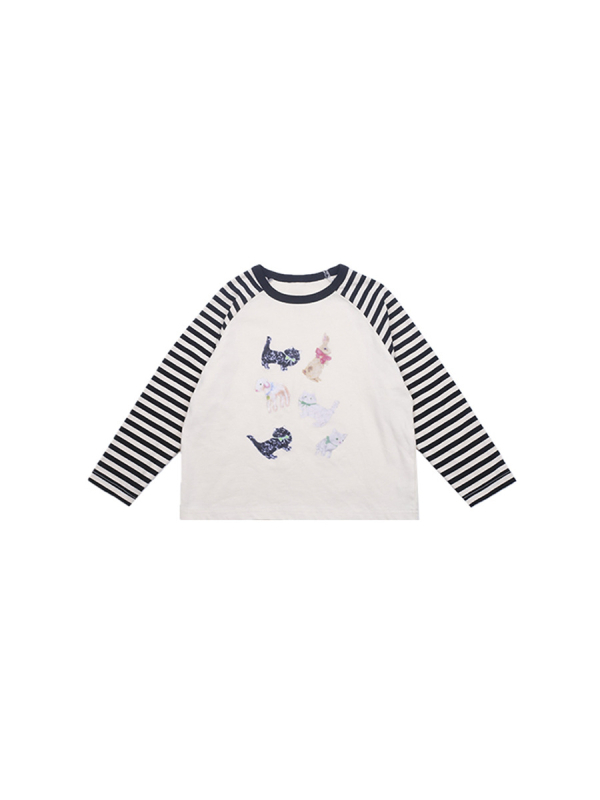 Dječji dugačkih rukava T-shirt s raglanskim rukavima, okrugli ovratnik, 100% pamuk, jesensko nošenje