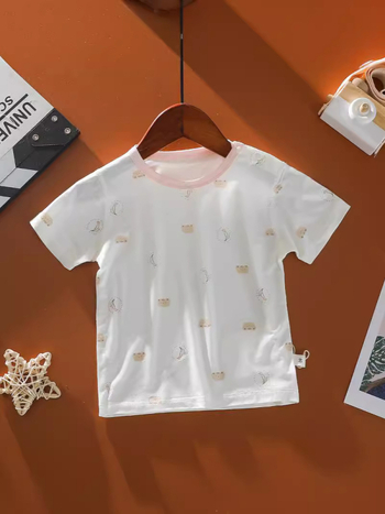 Детска тениска от модал, къси ръкави, кръгло деколте, унисекс, летен модел за деца 0–3 г