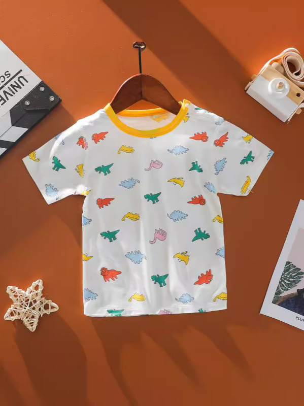 Детска тениска от модал, къси ръкави, кръгло деколте, унисекс, летен модел за деца 0–3 г