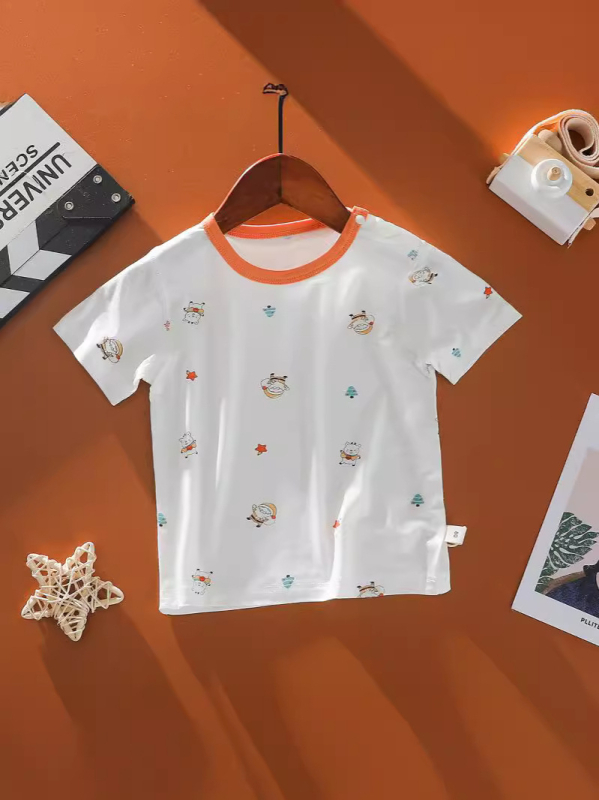 Детска тениска от модал, къси ръкави, кръгло деколте, унисекс, летен модел за деца 0–3 г