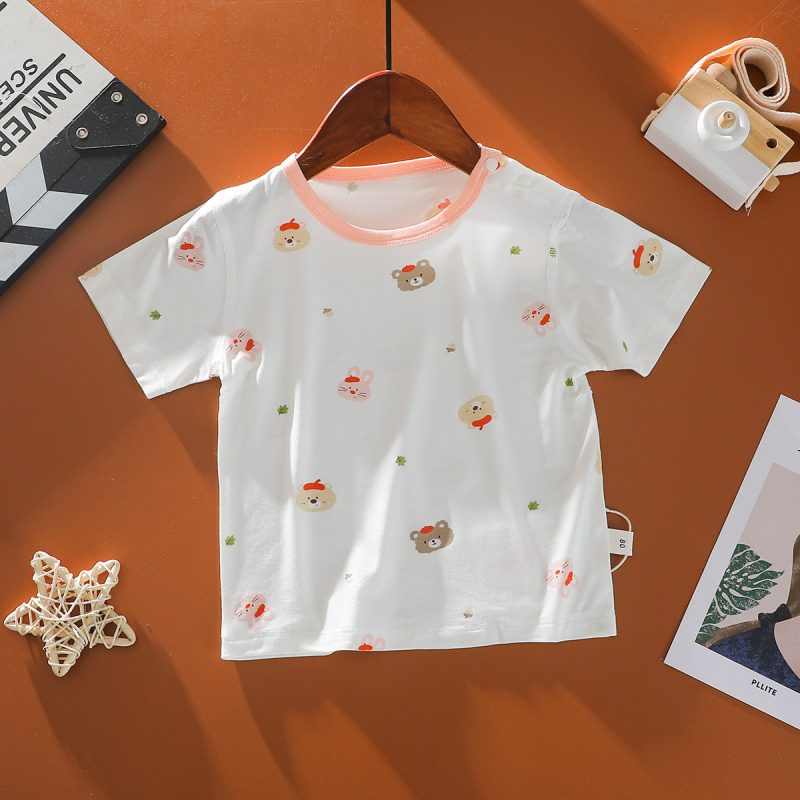 Детска тениска от модал, къси ръкави, кръгло деколте, унисекс, летен модел за деца 0–3 г