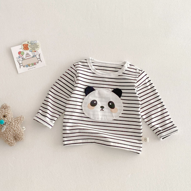 Bērnu T-krekls ar karikatūru - Unisex, korejiešu stils, 98% kokvilna, garie piedurknes, apaļš kakls (3–8 gadi, pavasaris–rudens 2025)