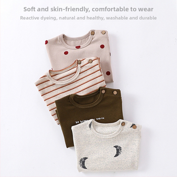 Bērnu kokvilnas garām piedurknēm T-krekls ar apaļu kaklu, 95% kokvilna, vecums 1–3 gadi, pavasaris un rudens 2025