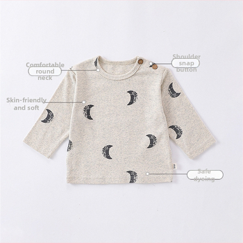 Bērnu kokvilnas garām piedurknēm T-krekls ar apaļu kaklu, 95% kokvilna, vecums 1–3 gadi, pavasaris un rudens 2025