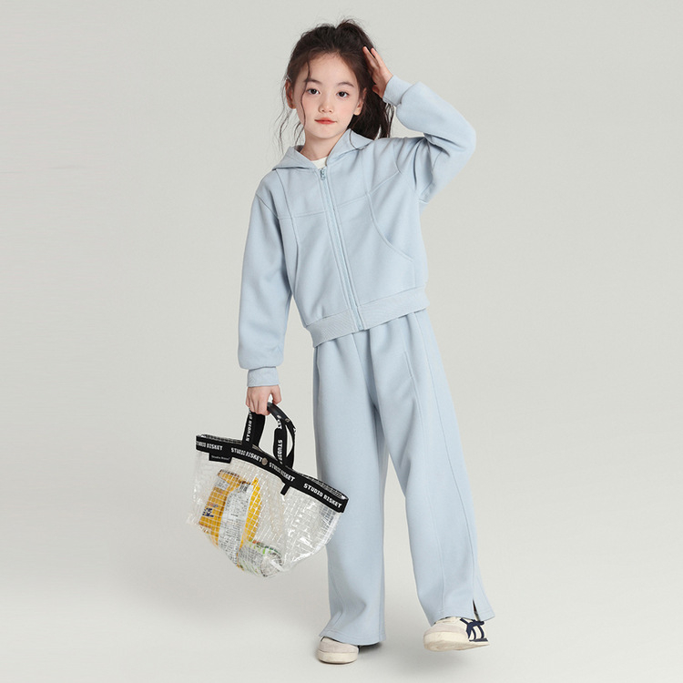 Bērnu divdaļīgs kapucēts komplekts: džemperis ar kapuci un bikses, korejas stils, vienkrāsains audums 68% kokvilnas, 3–8 gadi, rudens kolekcija
