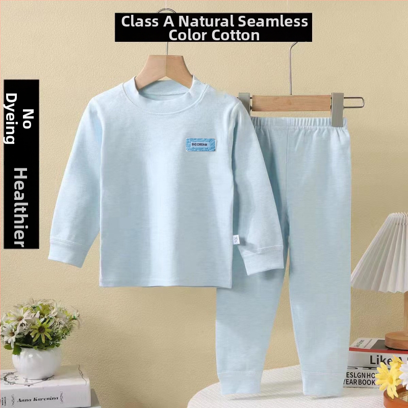 Bērnu divu daļu kokvilnas mājas komplekts, garas piedurknes, pulovers bez kapuces, 90% kokvilna, vecums 3–8 gadi, piemērots ziemai, pavasarim un rudenim