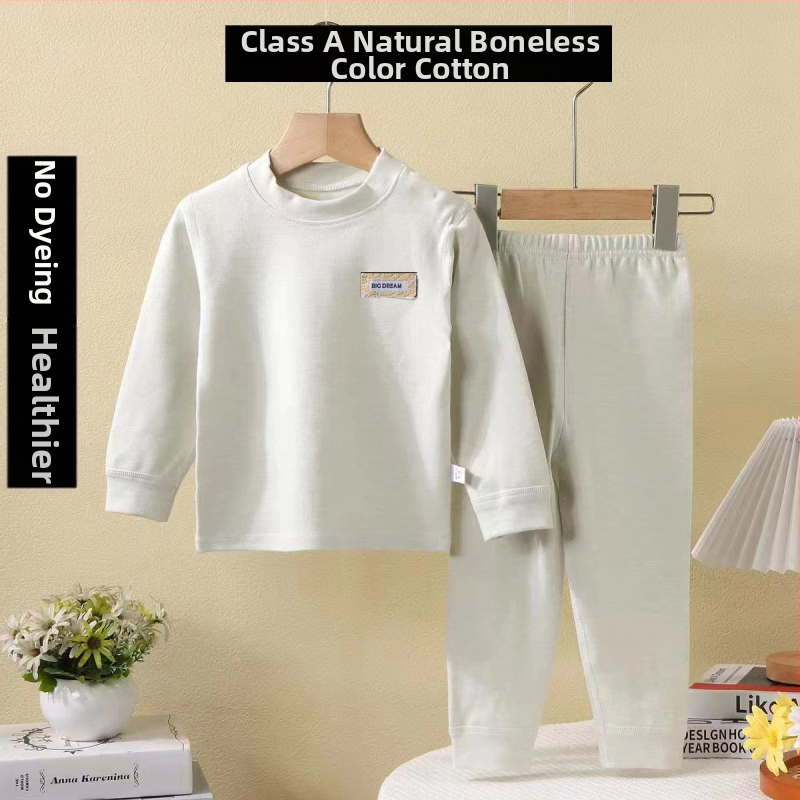 Bērnu divu daļu kokvilnas mājas komplekts, garas piedurknes, pulovers bez kapuces, 90% kokvilna, vecums 3–8 gadi, piemērots ziemai, pavasarim un rudenim