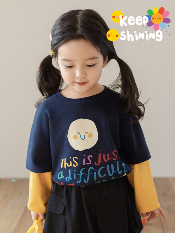 Bērnu garās piedurknes T-krekls no kokvilnas ar karikatūras apdruku, 85% kokvilna, vecuma 1-8 gadi.