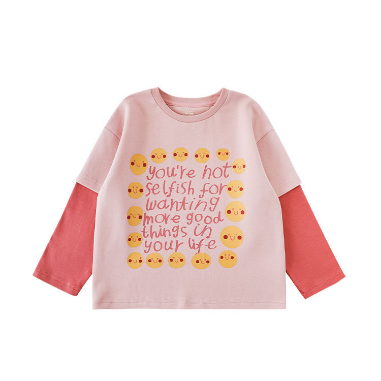 Bērnu garās piedurknes T-krekls no kokvilnas ar karikatūras apdruku, 85% kokvilna, vecuma 1-8 gadi.