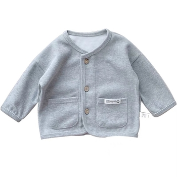 Bērnu rudens jaka, kokvilnas audums, garas piedurknes, apaļš kakls, vienrindu aizdare