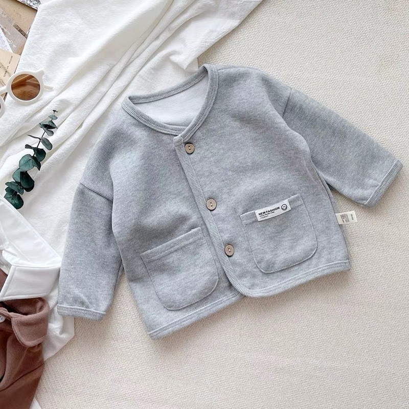 Bērnu rudens jaka, kokvilnas audums, garas piedurknes, apaļš kakls, vienrindu aizdare