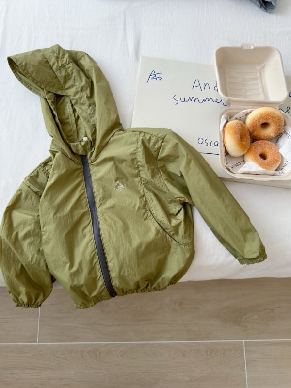 Унисекс детско яке с UV защита, леко дишащо лятно облекло, качулка, изработено от найлон и нейлонова подплата, за деца 7–12 г, лято 2025.