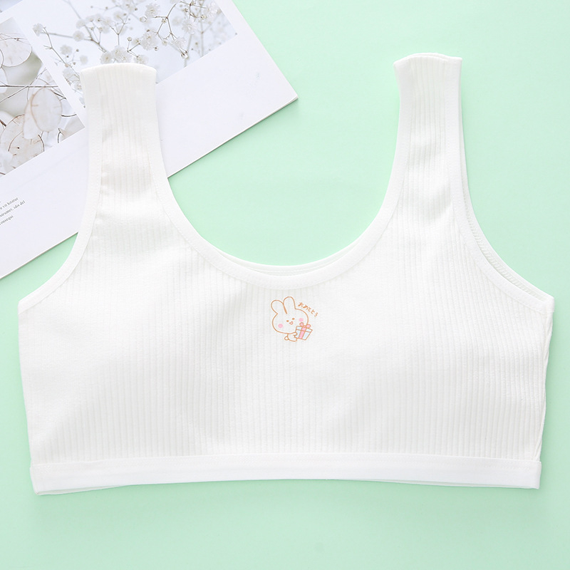 Mergaitėms treniruojamoji liemenėlė – 100% medvilnė, vystymosi laikotarpis, tinkama nuo 8 metų