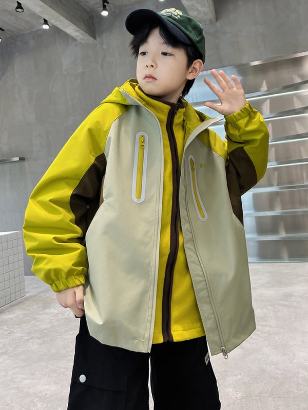 Bērnu ārējā jaka, 3-in-1 dizains, kapucī, rāvējslēdzējs, 8+ gadu vecuma grupai (Rudens)