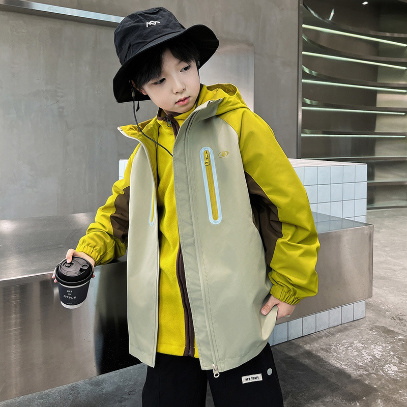 Bērnu ārējā jaka, 3-in-1 dizains, kapucī, rāvējslēdzējs, 8+ gadu vecuma grupai (Rudens)