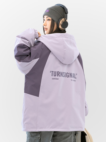 Meitenēm kapucēta jaka ar rāvējslēdzēju, augstu apkakli, garas piedurknes, poliester