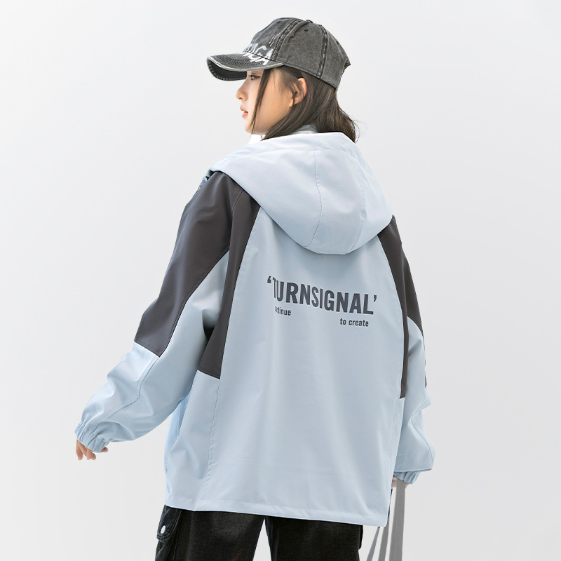 Meitenēm kapucēta jaka ar rāvējslēdzēju, augstu apkakli, garas piedurknes, poliester