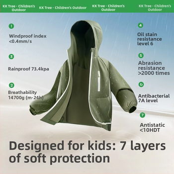 Bērnu softshell jaka ar kapuci - ūdensizturība 5000 mm, ārējais materiāls poliesters, odere poliesters, vecums 7–12 gadi