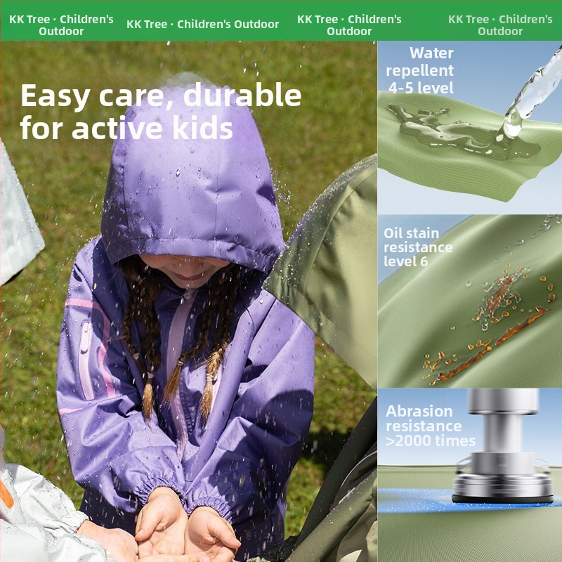 Детско ветрово яке - с качулка, водоустойчиво 5000 мм, полиестерен външен слой и полиестерна подплата, за възраст 7–12 години