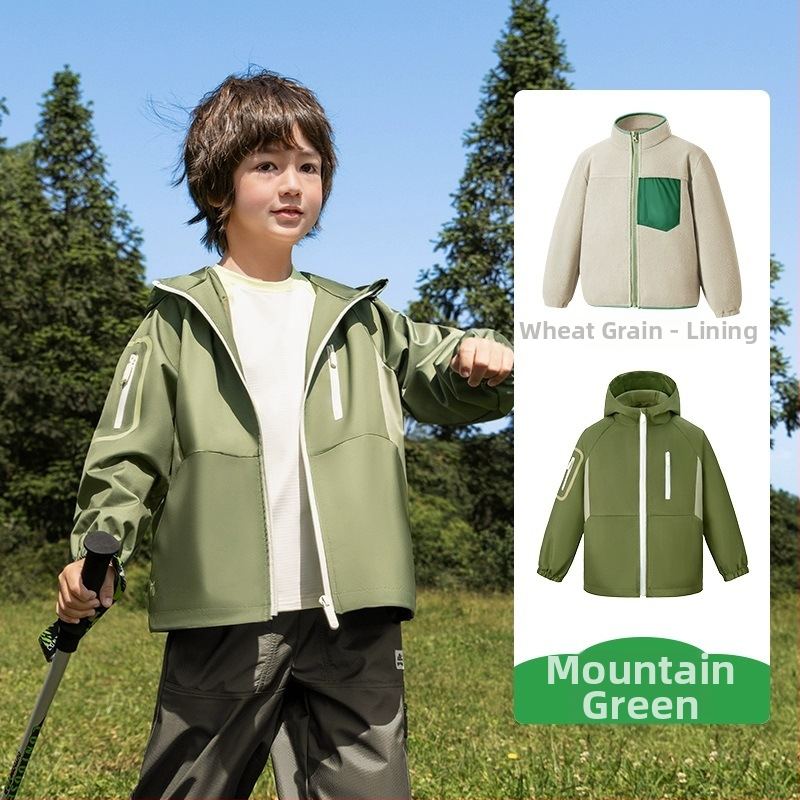 Bērnu softshell jaka ar kapuci - ūdensizturība 5000 mm, ārējais materiāls poliesters, odere poliesters, vecums 7–12 gadi