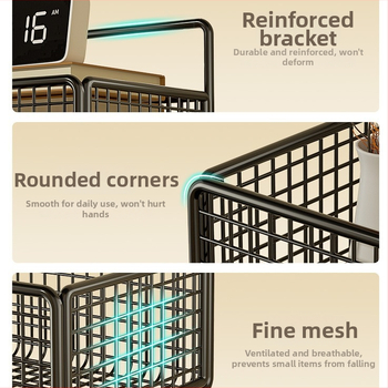 Cavieri Σφυρήλατο σίδερο – Τοίχο-μονταριστό ράφι αποθήκευσης χωρίς διάτρηση, καλάθι τοίχου για βιβλία, καλλυντικά και καλώδια