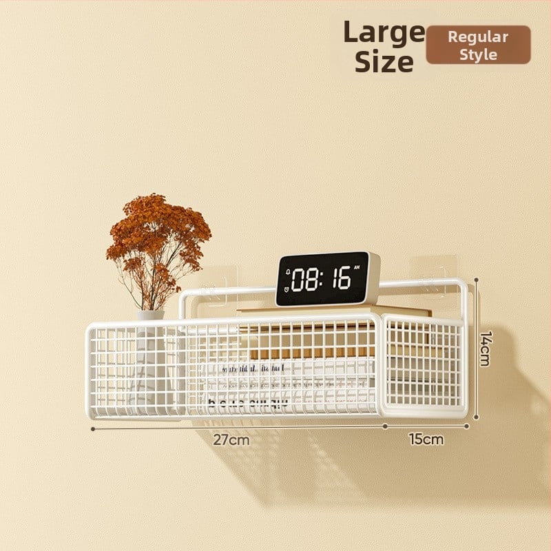 Cavieri Σφυρήλατο σίδερο – Τοίχο-μονταριστό ράφι αποθήκευσης χωρίς διάτρηση, καλάθι τοίχου για βιβλία, καλλυντικά και καλώδια