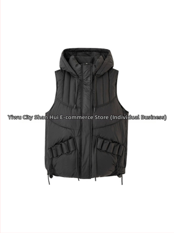 Sieviešu īsa kapuces veste ar poliestera un kokvilnas pildījumu, bieza auduma, rāvējslēdzēja aizdare, parasts garums, elegantisks pilsētas stils