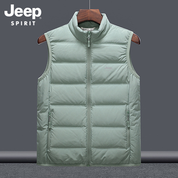 Pūka vesta, brīvs piegriezums, balta pīļu pūka pildījums, augsta apkakle, rāvējslēdzējs