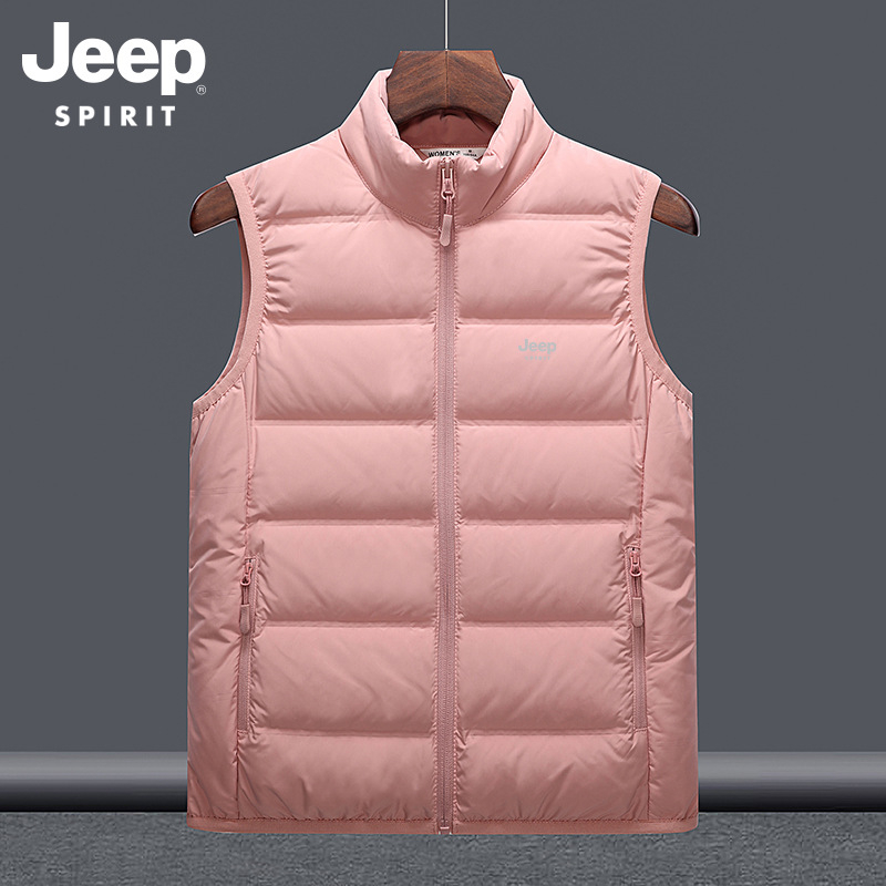 Pūka vesta, brīvs piegriezums, balta pīļu pūka pildījums, augsta apkakle, rāvējslēdzējs